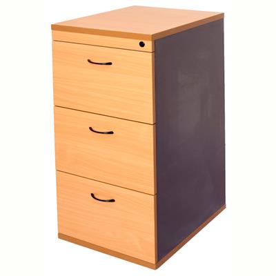 RAPID WORKER FILING CABINET 3 DRAWER 465 X 600 X 998MM BEECH/IRONSTONE