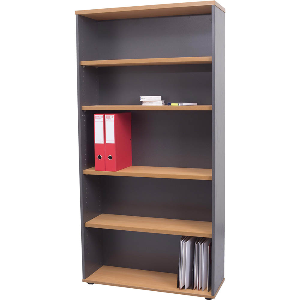 RAPID WORKER BOOKCASE 4 SHELF 900 X 315 X 1800MM BEECH/IRONSTONE