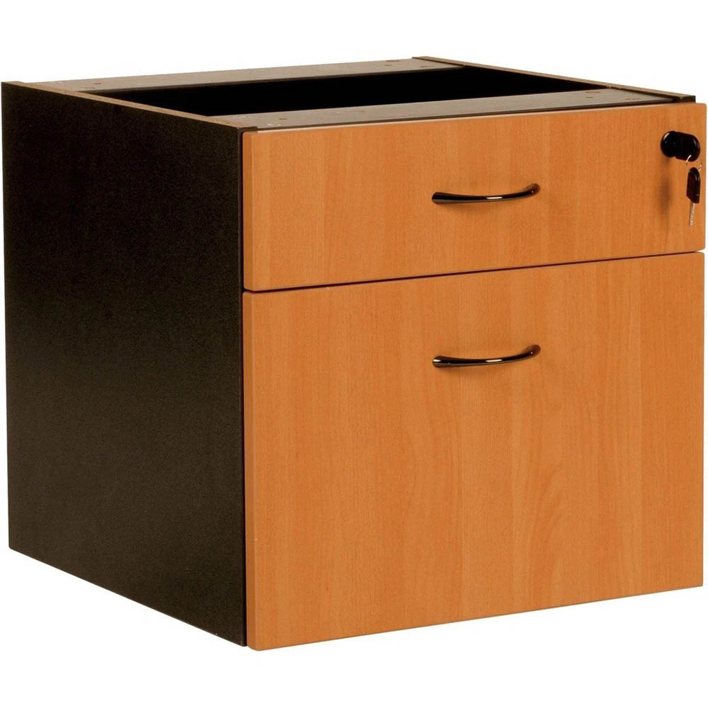 RAPID WORKER FIXED DESK PEDESTAL 2-DRAWER LOCKABLE 465 X 447 X 454MM BEECH/IRONSTONE