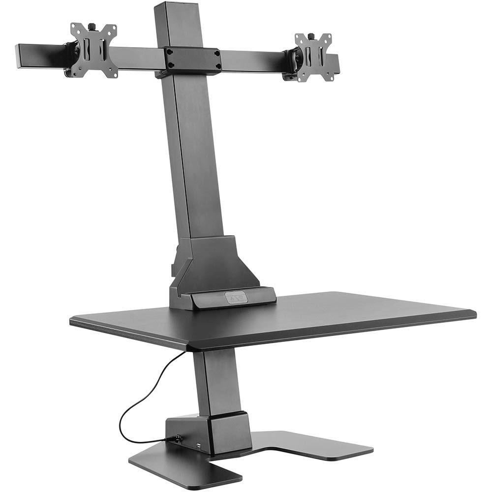 ERGOVIDA DUAL MONITOR ELECTRIC VERTICAL BAR DESKTOP SIT-STAND WORKSTATION BLACK