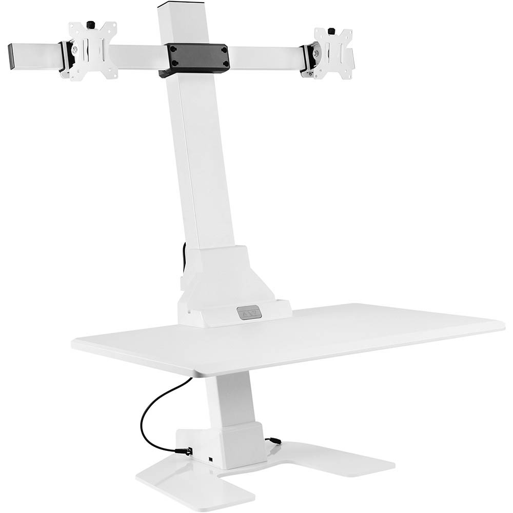 ERGOVIDA DUAL MONITOR ELECTRIC VERTICAL BAR DESKTOP SIT-STAND WORKSTATION WHITE