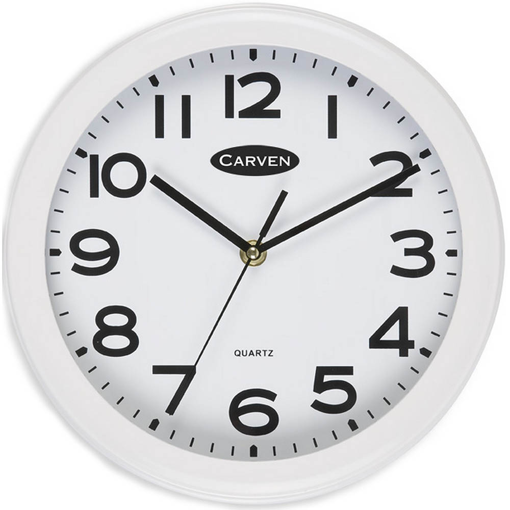 CARVEN WALL CLOCK 250MM WHITE FRAME