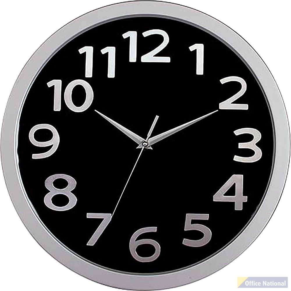 CARVEN FASHION WALL CLOCK ROUND 330MM BLACK/SILVER