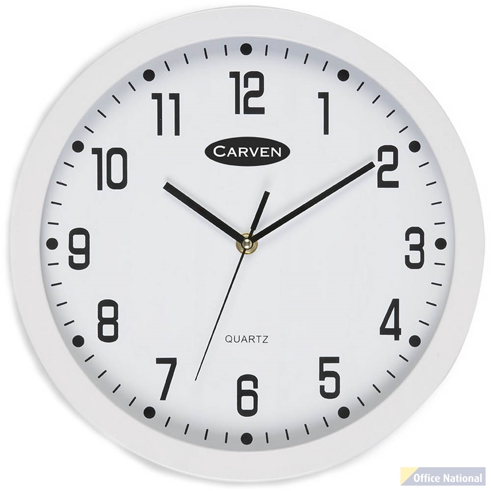 CARVEN WALL CLOCK 300MM WHITE FRAME