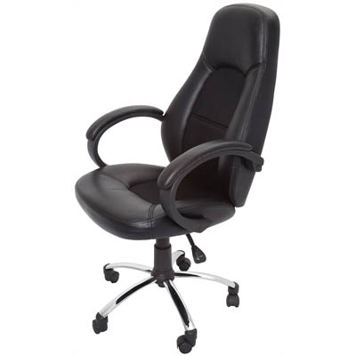 RAPIDLINE CL410 EXECUTIVE CHAIR HIGH BACK CHROME BASE ARMS PU BLACK