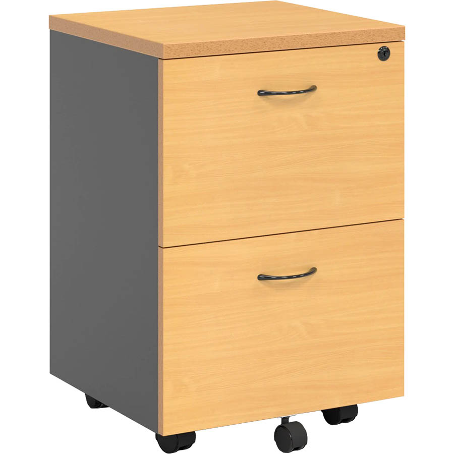 RAPID WORKER MOBILE PEDESTAL 2-DRAWER LOCKABLE 690 X 465 X 447MM BEECH/IRONSTONE