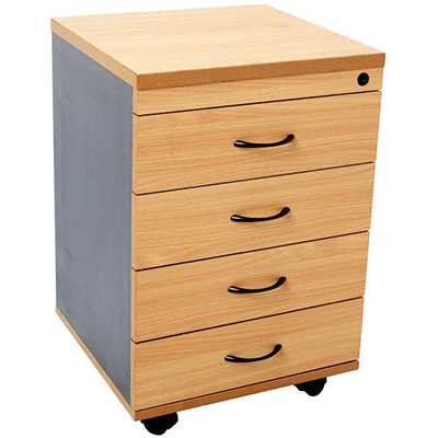 RAPID WORKER MOBILE PEDESTAL 4-DRAWER LOCKABLE 690 X 465 X 447MM BEECH/IRONSTONE