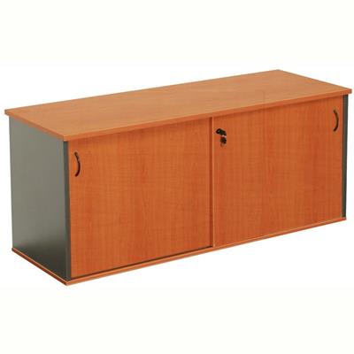 RAPID WORKER CREDENZA SLIDING DOOR LOCKABLE 1800 X 450 X 730MM CHERRY/IRONSTONE