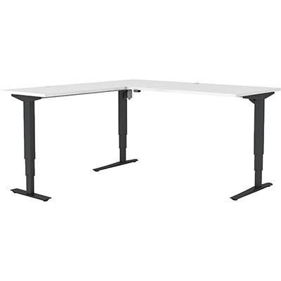 CONSET 501-43 ELECTRIC HEIGHT ADJUSTABLE L-SHAPED DESK 1800 X 800 X 600 X 640-1275MM WHITE / BLACK