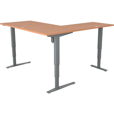 CONSET 501-43 ELECTRIC HEIGHT ADJUSTABLE L-SHAPED DESK 1800 X 800 X 600 X 640-1275MM BEECH / SILVER