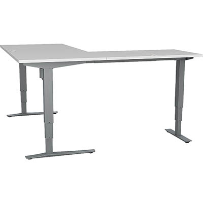 CONSET 501-43 ELECTRIC HEIGHT ADJUSTABLE L-SHAPED DESK 1800 X 800 X 600 X 640-1275MM WHITE / SILVER
