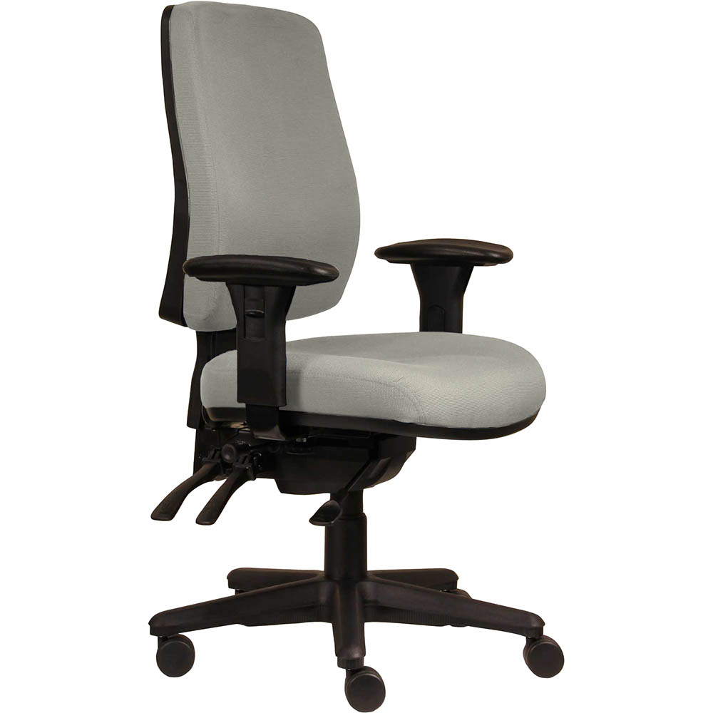 ERGOSELECT SPARK ERGONOMIC CHAIR HIGH BACK 3 LEVER SEAT SLIDE BLACK NYLON BASE ADJUSTABLE ARMS SAND