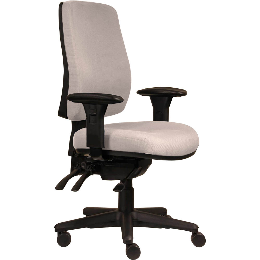 ERGOSELECT SPARK ERGONOMIC CHAIR HIGH BACK 3 LEVER SEAT SLIDE BLACK NYLON BASE ADJUSTABLE ARMS PETAL