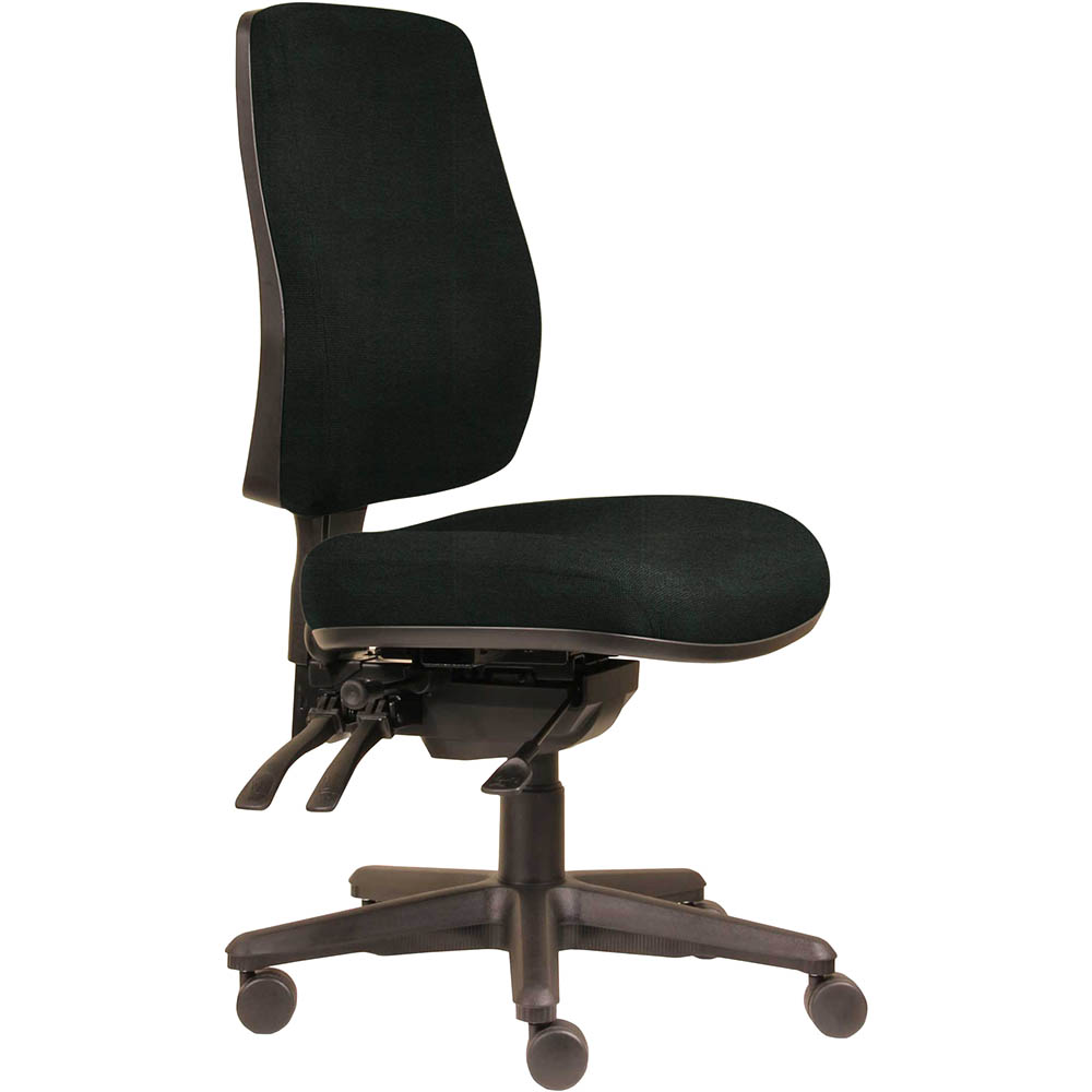 ERGOSELECT SPARK ERGONOMIC CHAIR HIGH BACK 3 LEVER SEAT SLIDE BLACK NYLON BASE ONYX