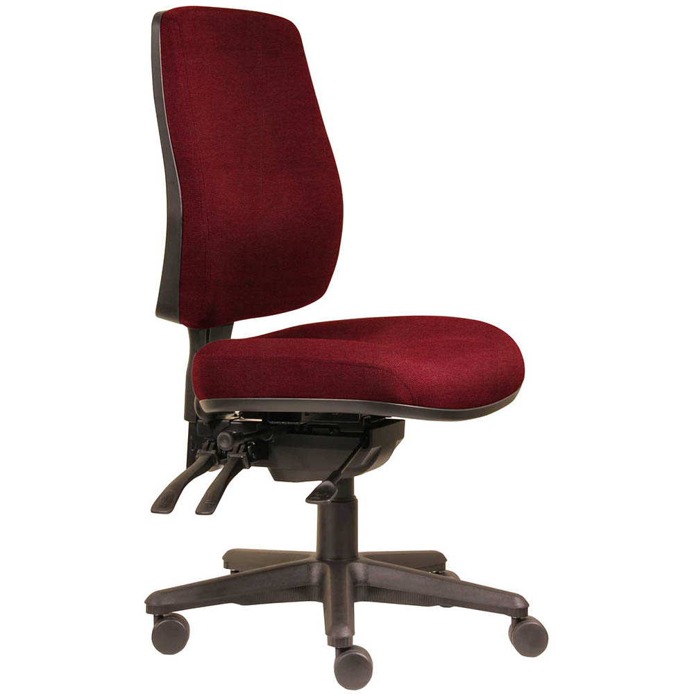 ERGOSELECT SPARK ERGONOMIC CHAIR HIGH BACK 3 LEVER SEAT SLIDE BLACK NYLON BASE SCARLET