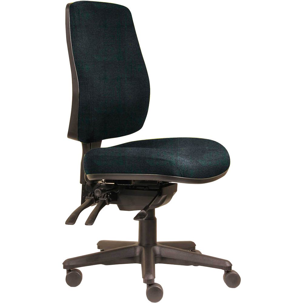 ERGOSELECT SPARK ERGONOMIC CHAIR HIGH BACK 3 LEVER SEAT SLIDE BLACK NYLON BASE NAVY