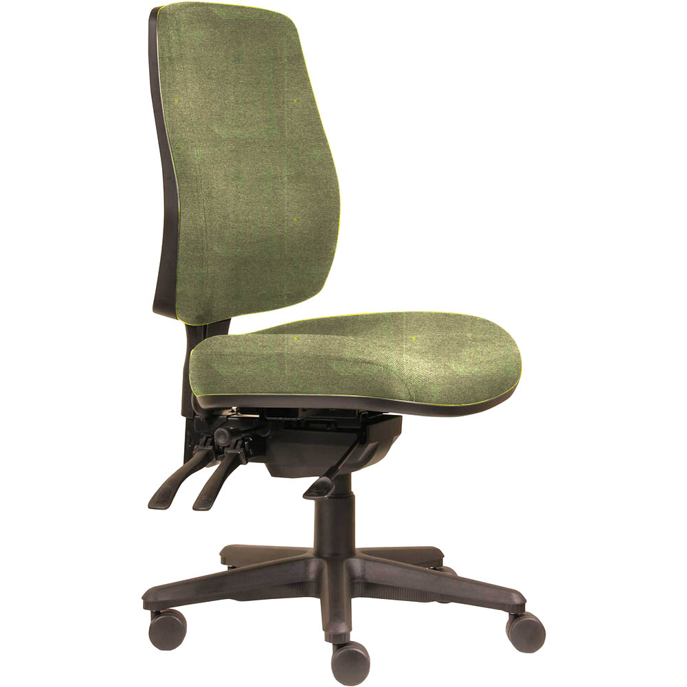 ERGOSELECT SPARK ERGONOMIC CHAIR HIGH BACK 3 LEVER SEAT SLIDE BLACK NYLON BASE APPLE
