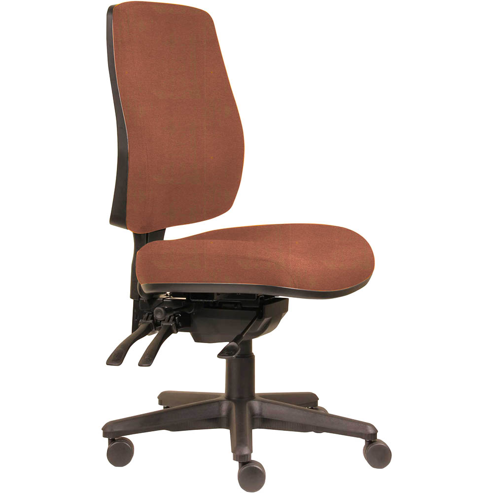 ERGOSELECT SPARK ERGONOMIC CHAIR HIGH BACK 3 LEVER SEAT SLIDE BLACK NYLON BASE BRICK