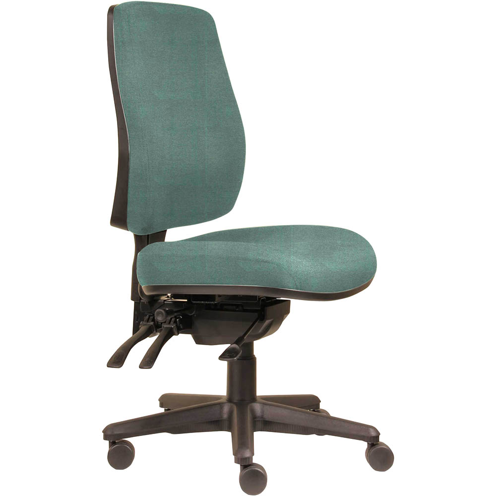 ERGOSELECT SPARK ERGONOMIC CHAIR HIGH BACK 3 LEVER SEAT SLIDE BLACK NYLON BASE TEAL