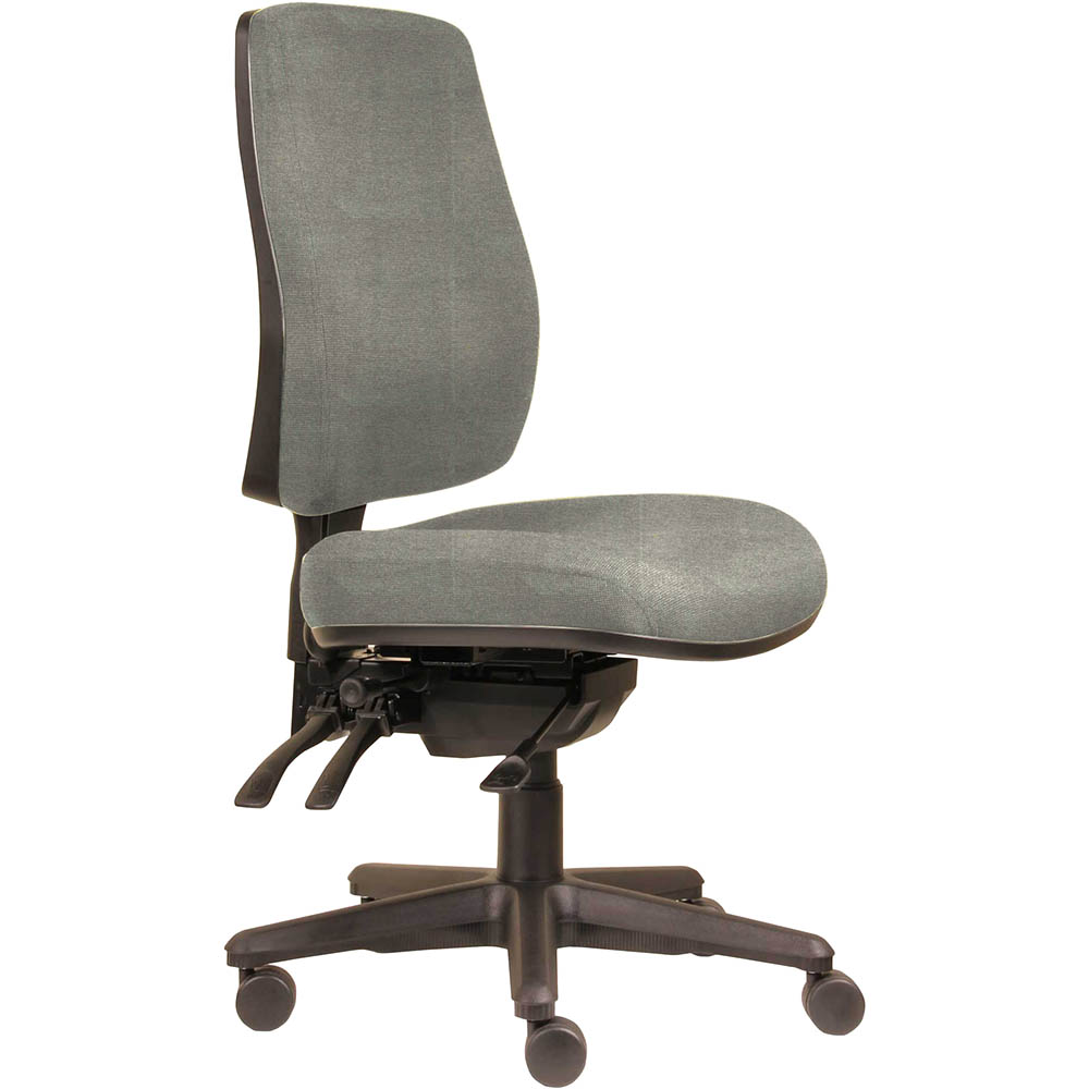 ERGOSELECT SPARK ERGONOMIC CHAIR HIGH BACK 3 LEVER SEAT SLIDE BLACK NYLON BASE MOCHA