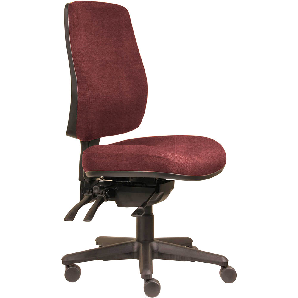 ERGOSELECT SPARK ERGONOMIC CHAIR HIGH BACK 3 LEVER SEAT SLIDE BLACK NYLON BASE POMEGRANATE