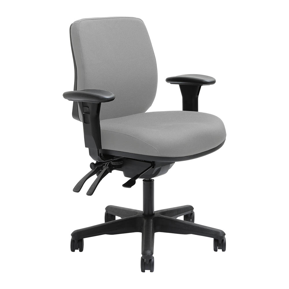 DAL ERGOSELECT SPARK ERGONOMIC CHAIR MEDIUM BACK 3 LEVER SEAT SLIDE BLACK NYLON BASE ADJUSTABLE ARMS ICE