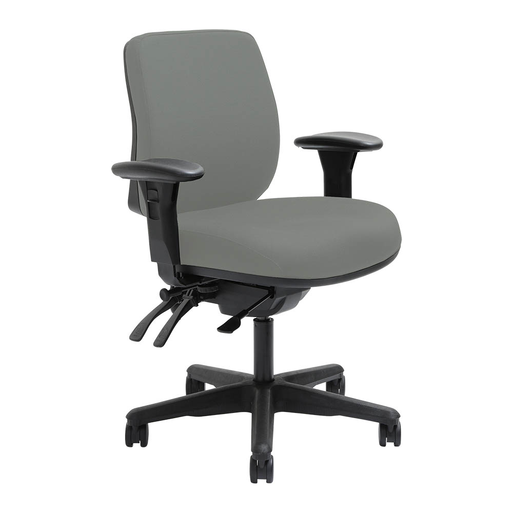 DAL ERGOSELECT SPARK ERGONOMIC CHAIR MEDIUM BACK 3 LEVER SEAT SLIDE BLACK NYLON BASE ADJUSTABLE ARMS STEEL