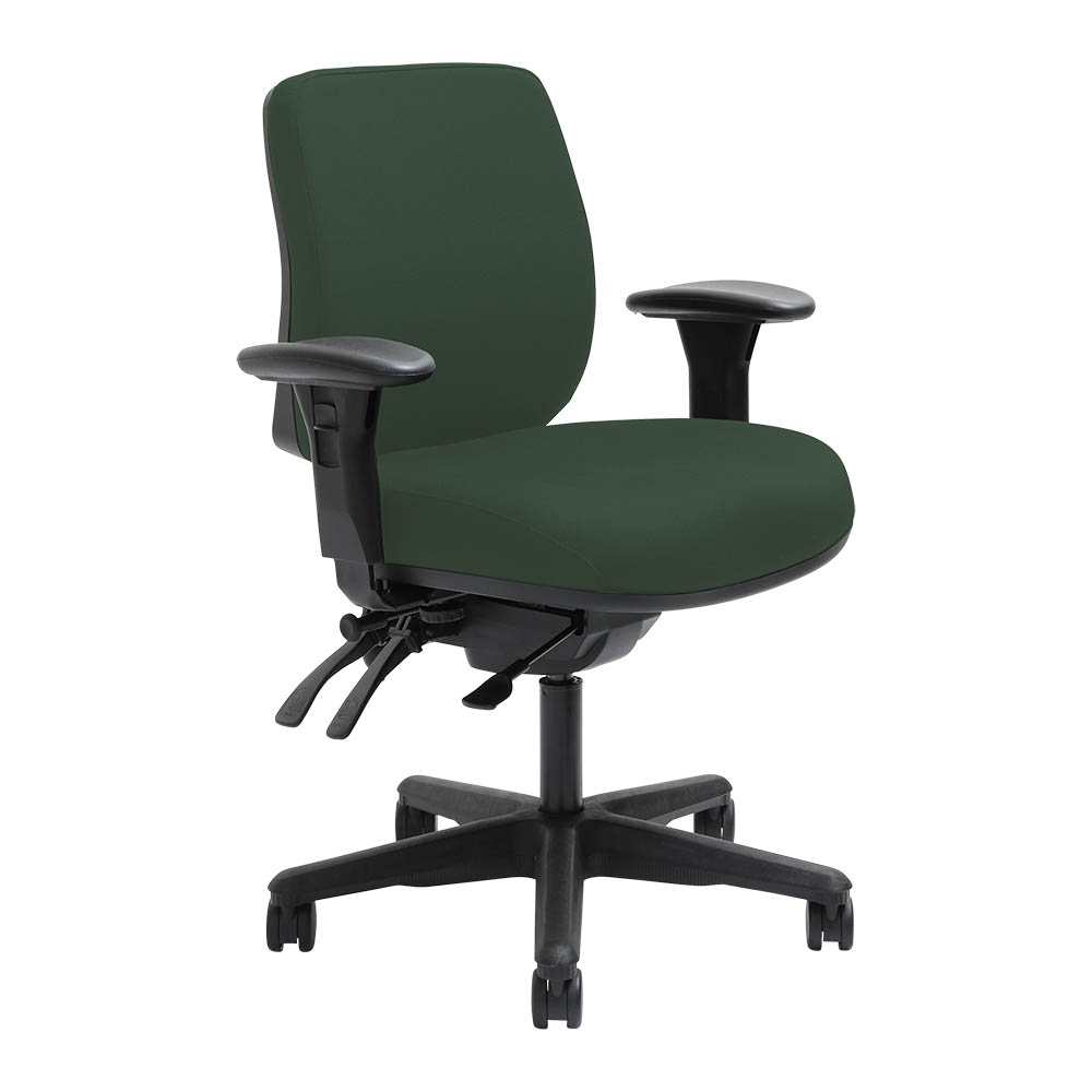 DAL ERGOSELECT SPARK ERGONOMIC CHAIR MEDIUM BACK 3 LEVER SEAT SLIDE BLACK NYLON BASE ADJUSTABLE ARMS FOREST