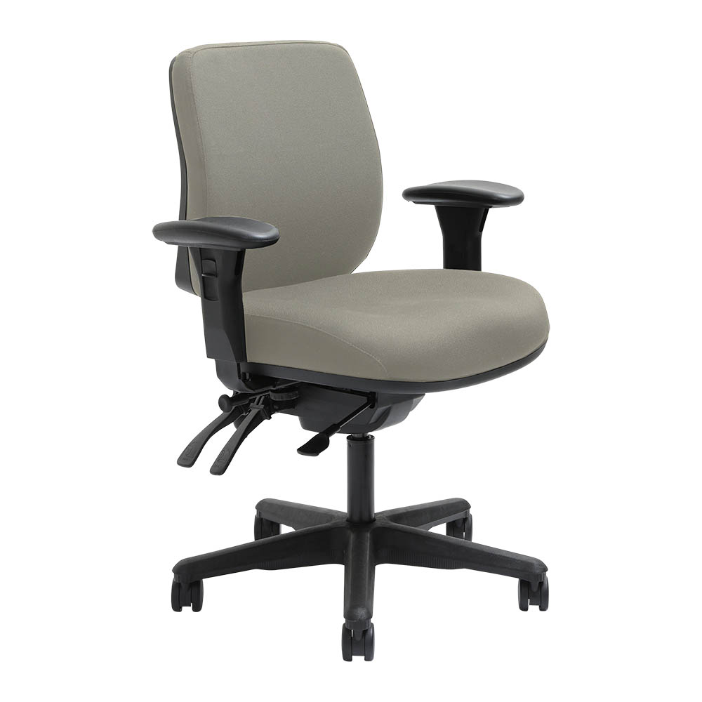 DAL ERGOSELECT SPARK ERGONOMIC CHAIR MEDIUM BACK 3 LEVER SEAT SLIDE BLACK NYLON BASE ADJUSTABLE ARMS MOCHA