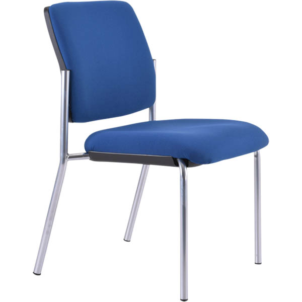 Buro Lindis Visitor Chair 4-leg Base Upholstered Back Jett Fabric Dark Blue