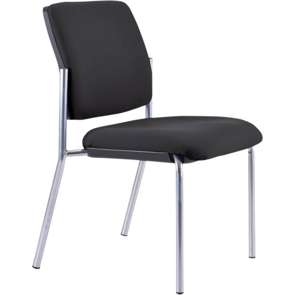 Buro Lindis Visitor Chair 4-leg Base Upholstered Back Jett Fabric Black