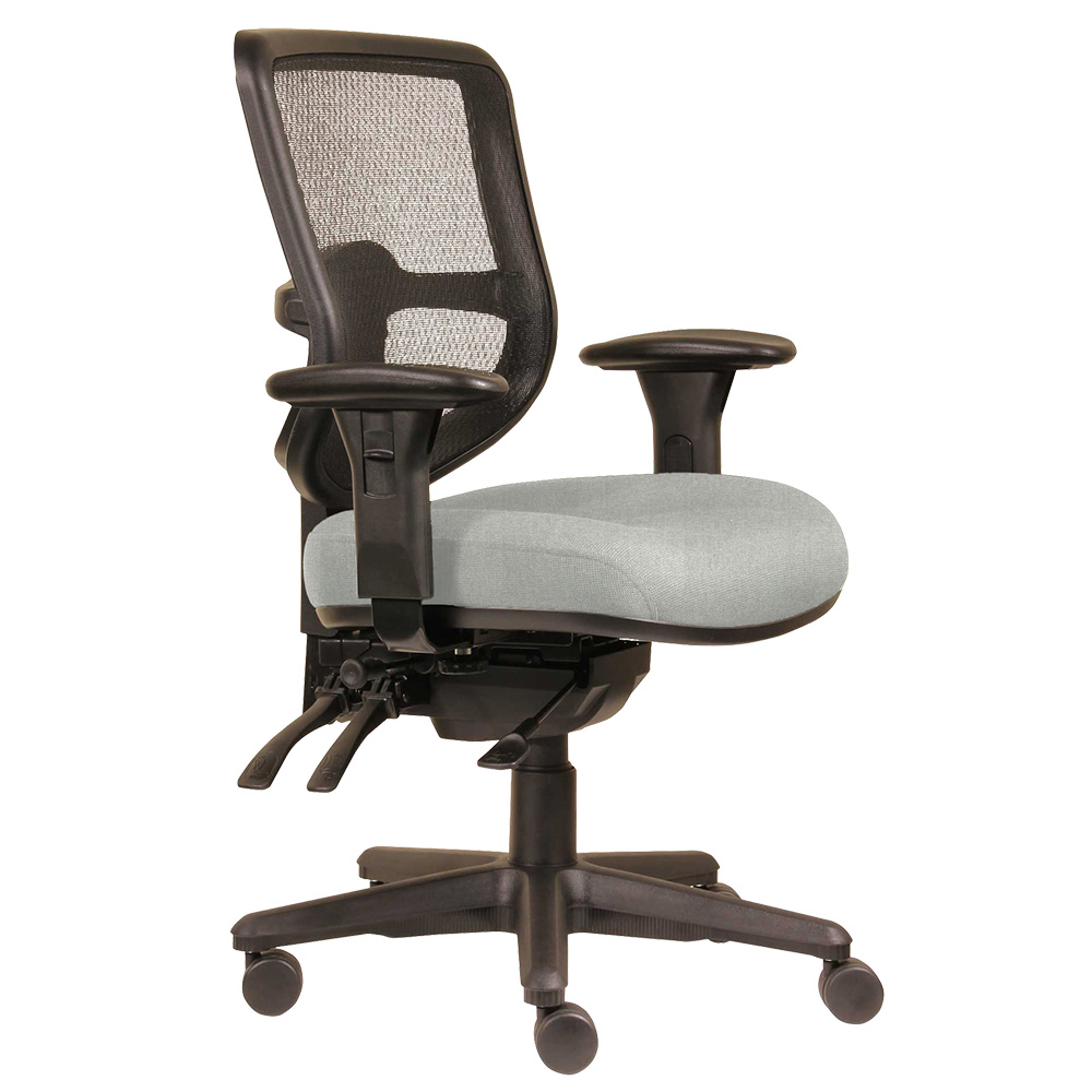 DAL ERGOSELECT SWIFT ERGONOMIC CHAIR MEDIUM MESH BACK 3 LEVER SEAT SLIDE BLACK NYLON BASE ADJUSTABLE ARMS ICE