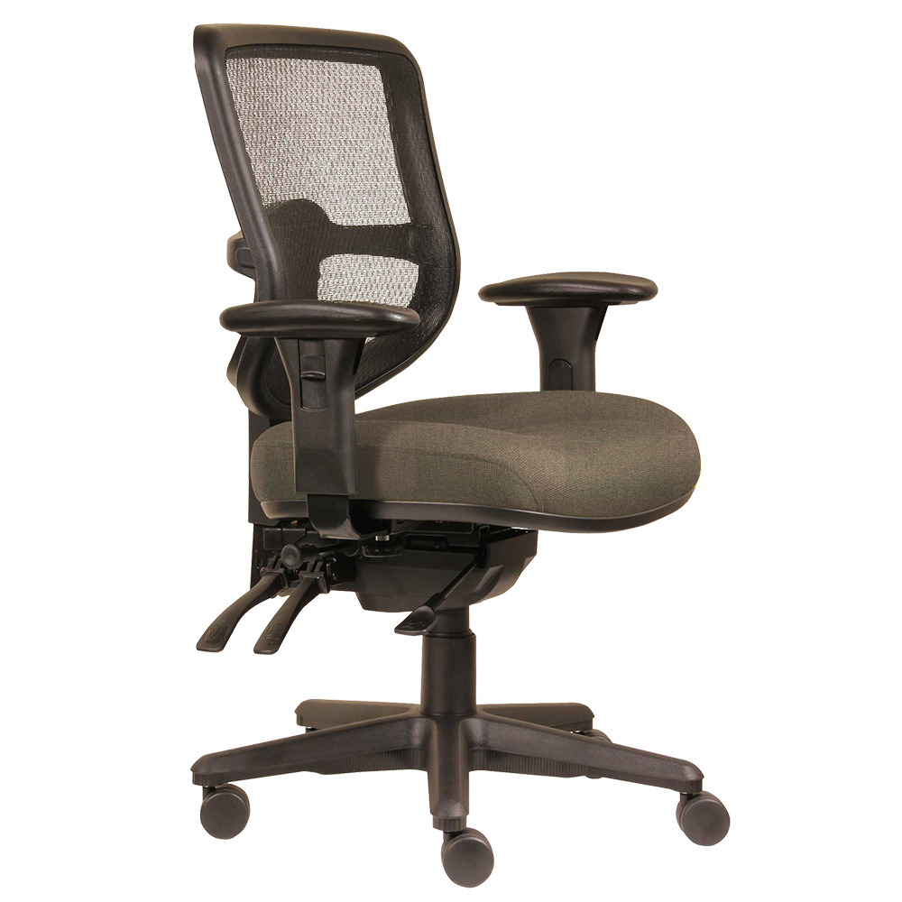 DAL ERGOSELECT SWIFT ERGONOMIC CHAIR MEDIUM MESH BACK 3 LEVER SEAT SLIDE BLACK NYLON BASE ADJUSTABLE ARMS CHOCOLATE