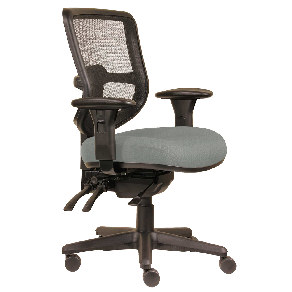 DAL ERGOSELECT SWIFT ERGONOMIC CHAIR MEDIUM MESH BACK 3 LEVER SEAT SLIDE BLACK NYLON BASE ADJUSTABLE ARMS STEEL