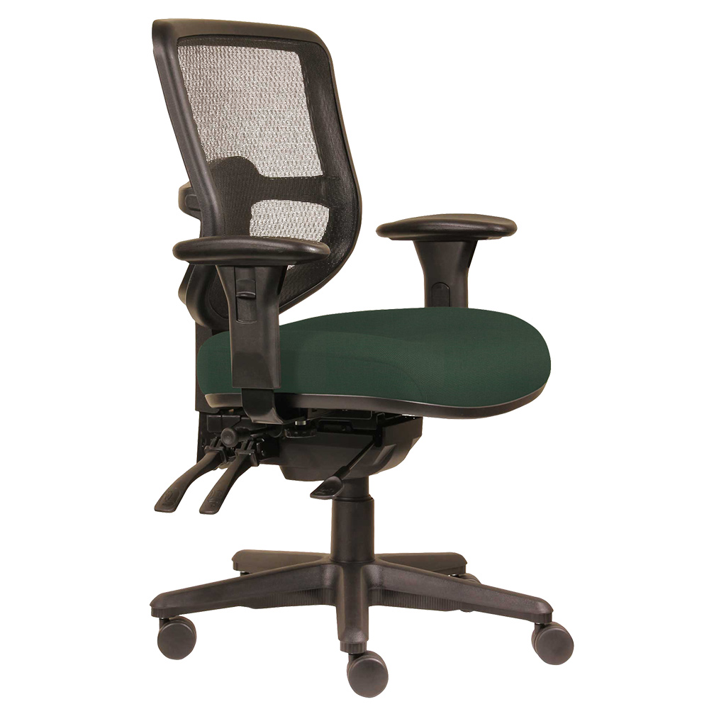 DAL ERGOSELECT SWIFT ERGONOMIC CHAIR MEDIUM MESH BACK 3 LEVER SEAT SLIDE BLACK NYLON BASE ADJUSTABLE ARMS FOREST