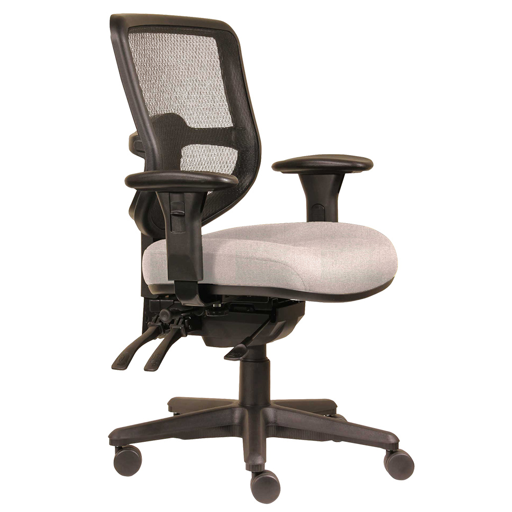 DAL ERGOSELECT SWIFT ERGONOMIC CHAIR MEDIUM MESH BACK 3 LEVER SEAT SLIDE BLACK NYLON BASE ADJUSTABLE ARMS PETAL