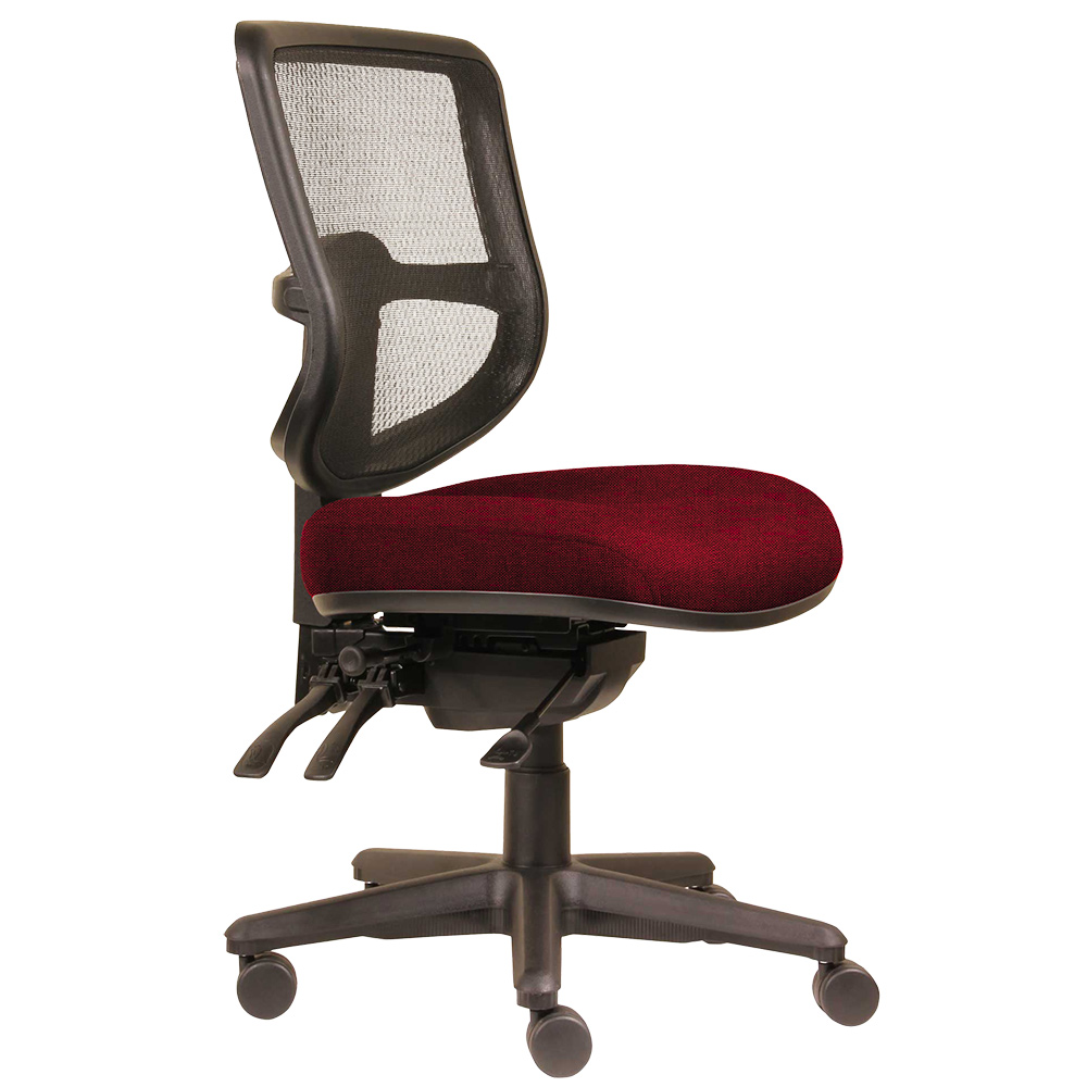 DAL ERGOSELECT SWIFT ERGONOMIC CHAIR MEDIUM MESH BACK 3 LEVER SEAT SLIDE BLACK NYLON BASE SCARLET
