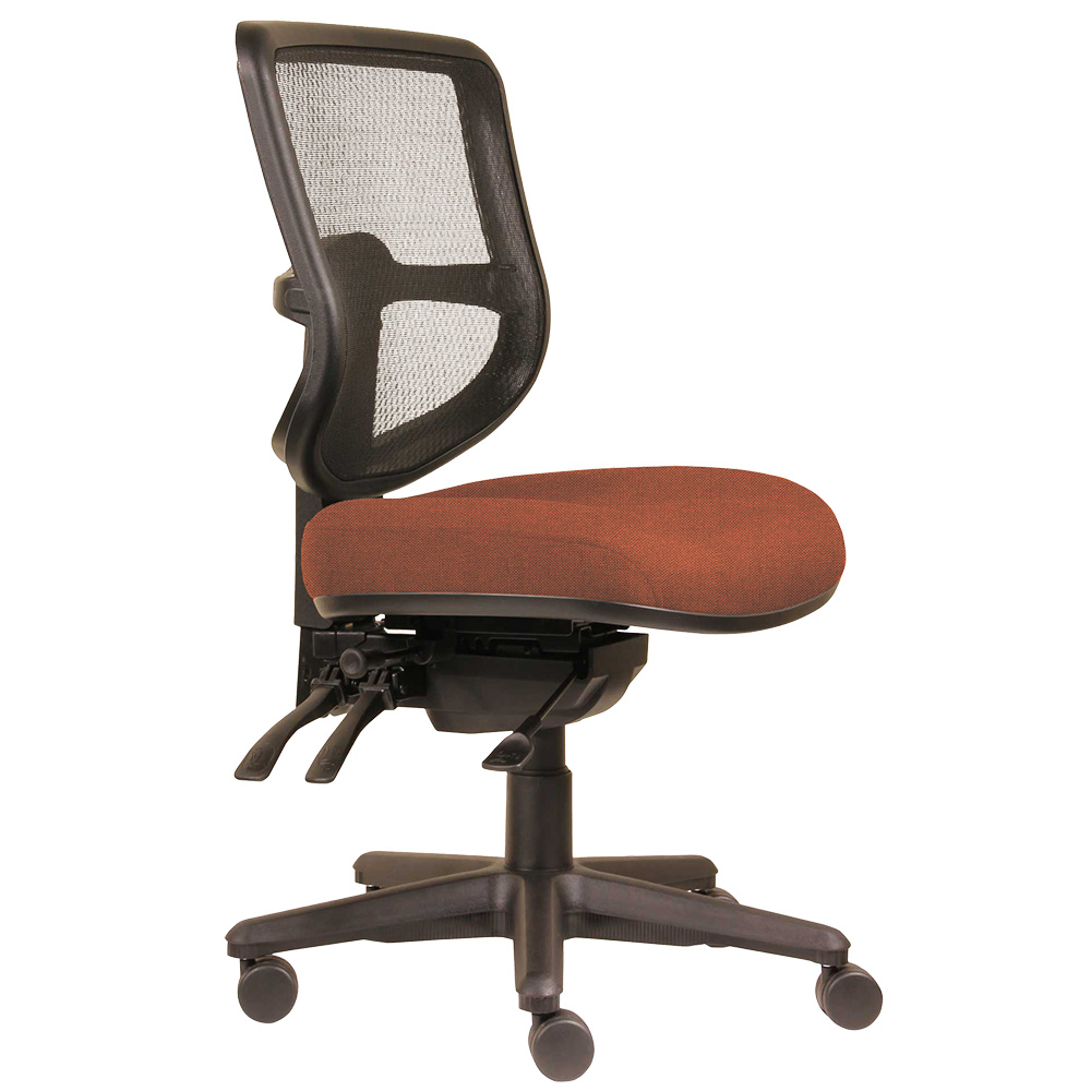 DAL ERGOSELECT SWIFT ERGONOMIC CHAIR MEDIUM MESH BACK 3 LEVER SEAT SLIDE BLACK NYLON BASE BRICK