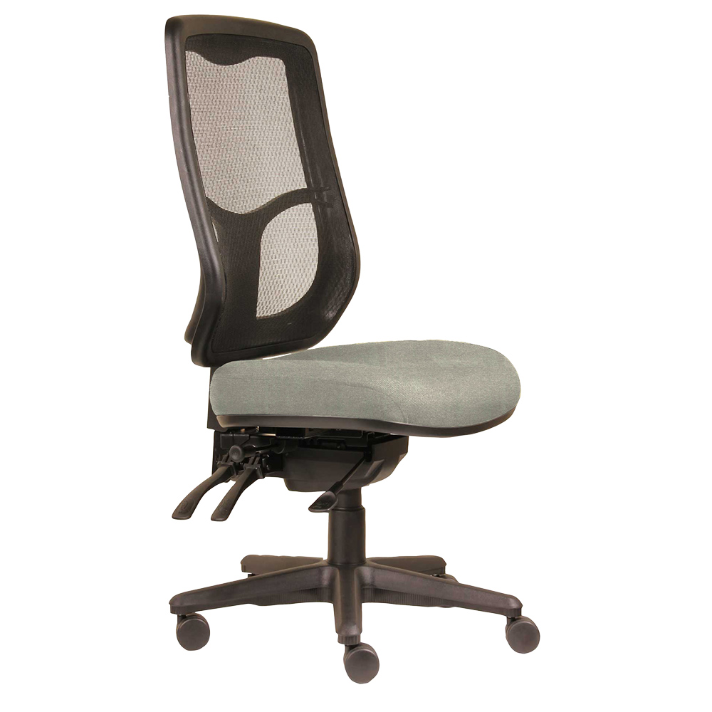 DAL ERGOSELECT SWIFT ERGONOMIC CHAIR HIGH MESH BACK 3 LEVER SEAT SLIDE BLACK NYLON BASE DRIFTWOOD