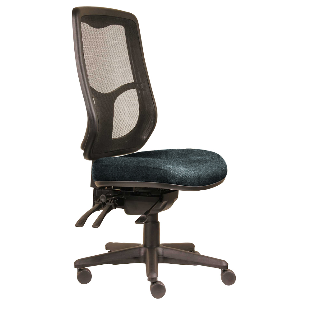 DAL ERGOSELECT SWIFT ERGONOMIC CHAIR HIGH MESH BACK 3 LEVER SEAT SLIDE BLACK NYLON BASE NAVY
