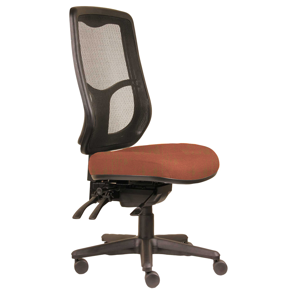 DAL ERGOSELECT SWIFT ERGONOMIC CHAIR HIGH MESH BACK 3 LEVER SEAT SLIDE BLACK NYLON BASE BRICK