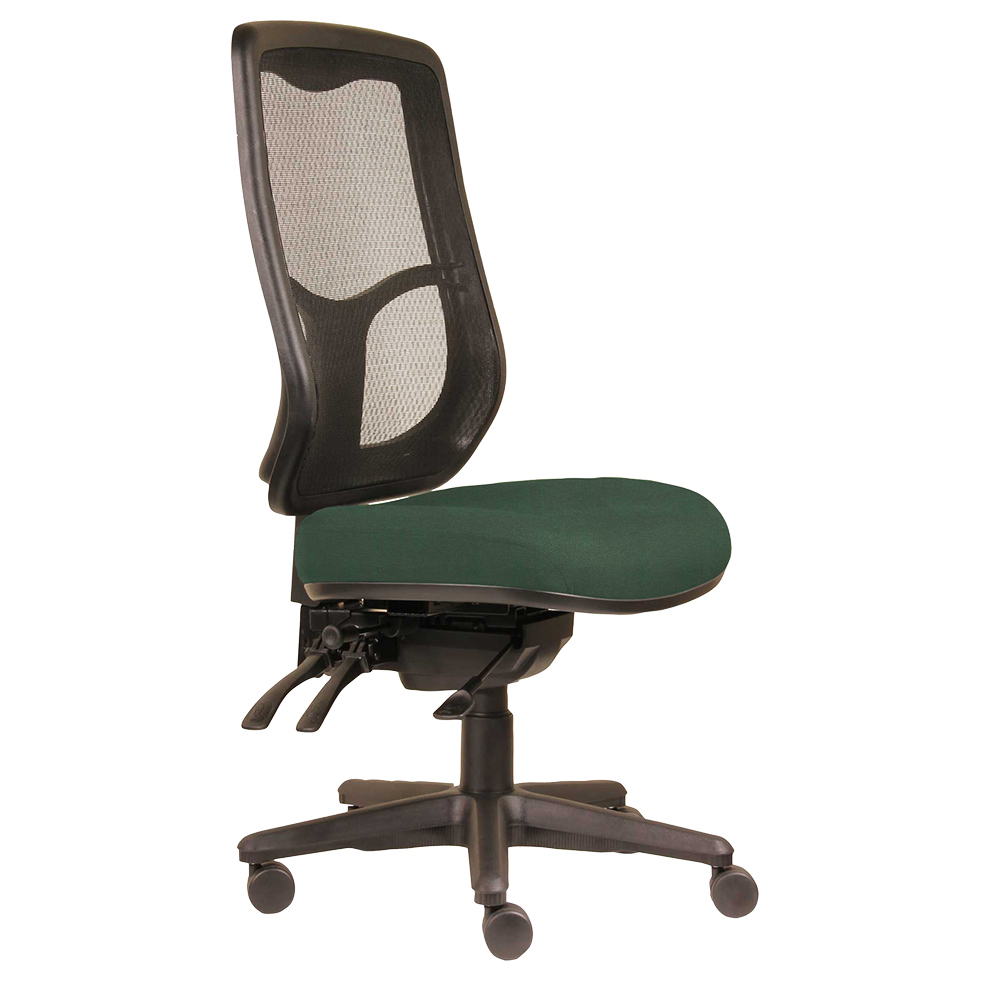 DAL ERGOSELECT SWIFT ERGONOMIC CHAIR HIGH MESH BACK 3 LEVER SEAT SLIDE BLACK NYLON BASE FOREST