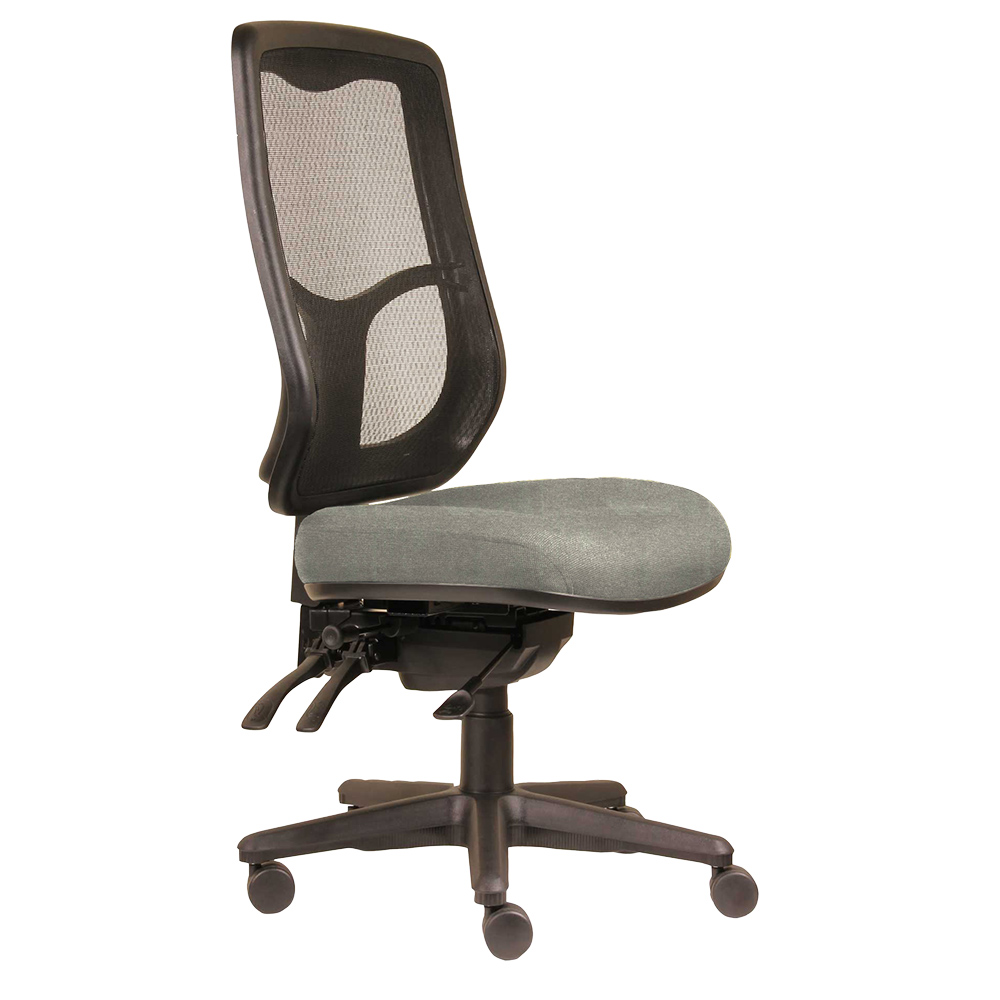 DAL ERGOSELECT SWIFT ERGONOMIC CHAIR HIGH MESH BACK 3 LEVER SEAT SLIDE BLACK NYLON BASE MOCHA