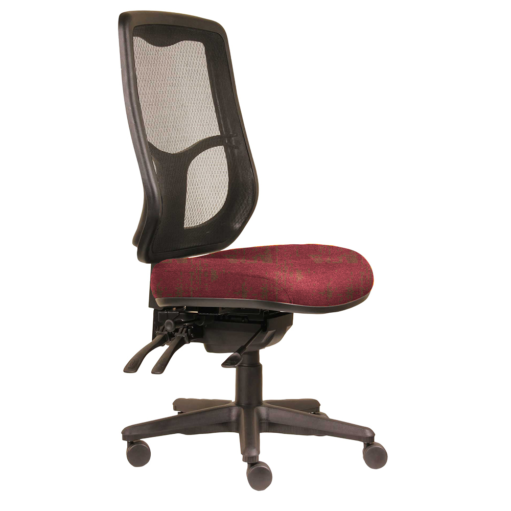 DAL ERGOSELECT SWIFT ERGONOMIC CHAIR HIGH MESH BACK 3 LEVER SEAT SLIDE BLACK NYLON BASE POMEGRANITE