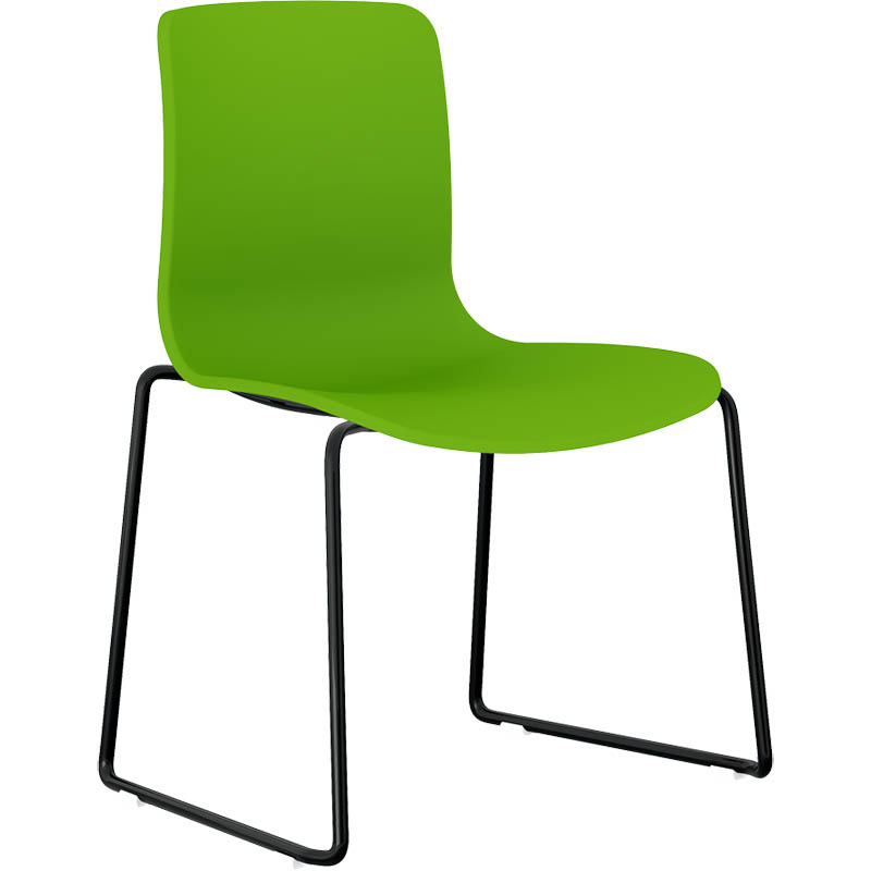DAL ACTI CHAIR SLED BASE BLACK POWDERCOAT FRAME LIME GREEN SHELL