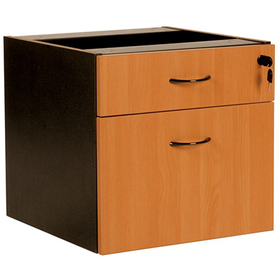 OXLEY FIXED DESK PEDESTAL 2-DRAWER LOCKABLE 450 X 476 X 470MM BEECH/IRONSTONE