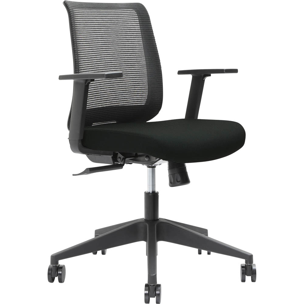 BRINDIS TASK CHAIR LOW MESH BACK NYLON BASE ARMS ONYX