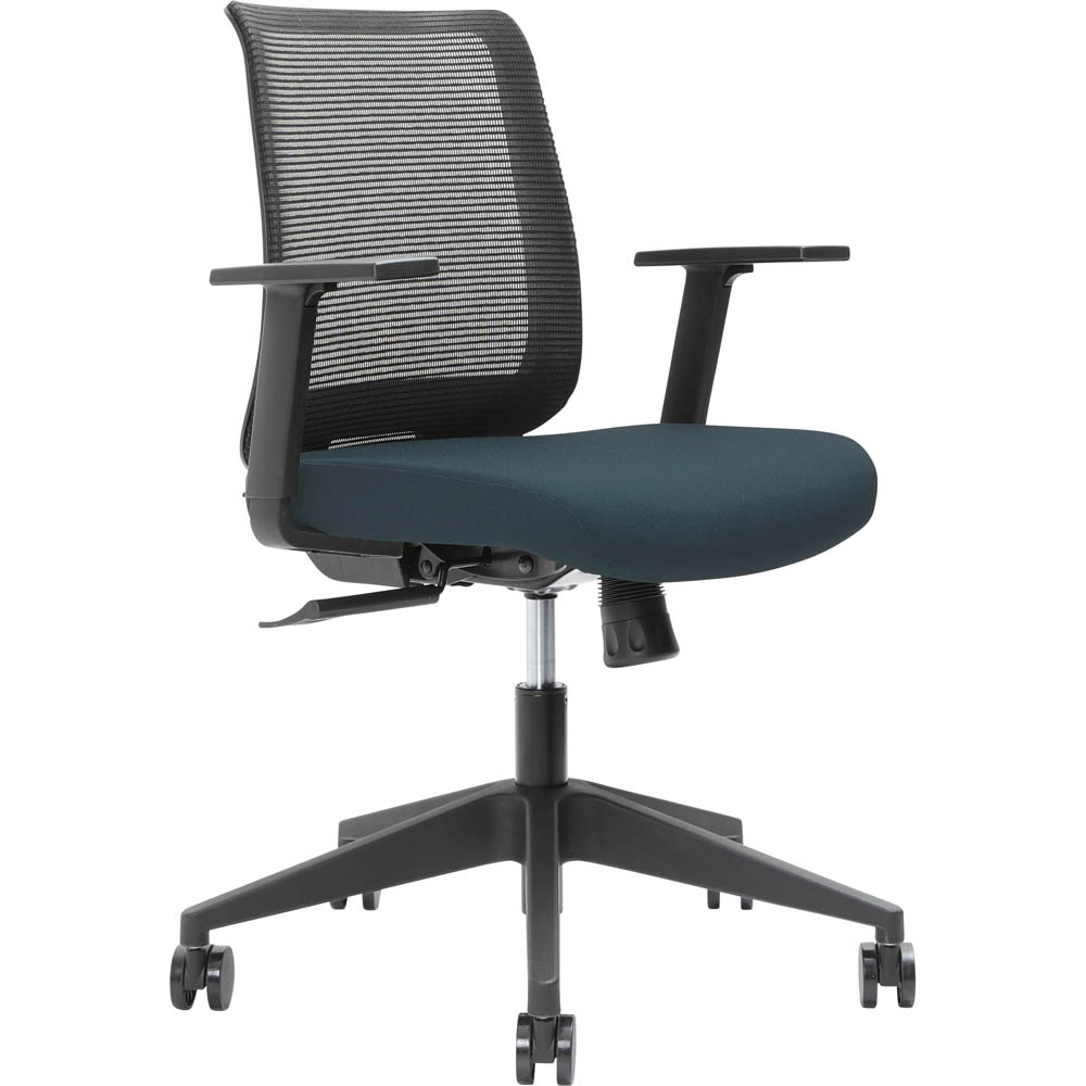 BRINDIS TASK CHAIR LOW MESH BACK NYLON BASE ARMS DENIM