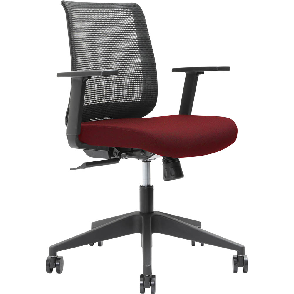 BRINDIS TASK CHAIR LOW MESH BACK NYLON BASE ARMS SCARLET