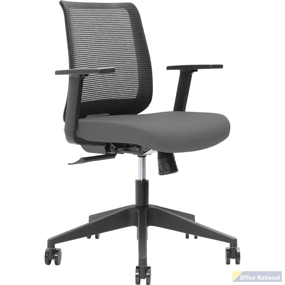 BRINDIS TASK CHAIR LOW MESH BACK NYLON BASE ARMS STEEL